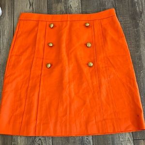 J Crew Vibrant Orange Double-Breasted Skirt